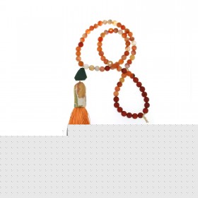 Collana nappa arancio, corniola e malachite