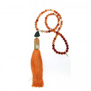Collana nappa arancio, corniola e malachite