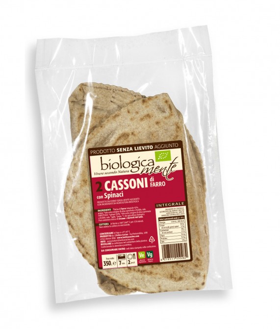 Cassoni di farro integrale con spinaci - 2 pezzi, 350 gr Cassoni di farro integrale con spinaci - 2 pezzi, 350 gr