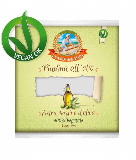 Piadina all'olio extra vergine di oliva - 3 pezzi, 360 gr Piadina all'olio extra vergine di oliva - 3 pezzi, 360 gr